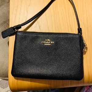 Coach wristlet- black leather- new